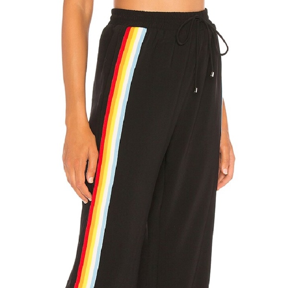 REVOLVE WOMEN’S LESLIE STRIPE RAINBOW TRACK PANTS, SIZE EU 38/ US 6, BLACK - Picture 4 of 14